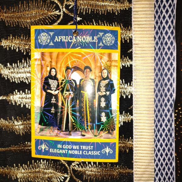 Africa Noble Dress Gown Abaya QUEEN Embroidery Rhinestones Kaftann African L NWT - Picture 3 of 9